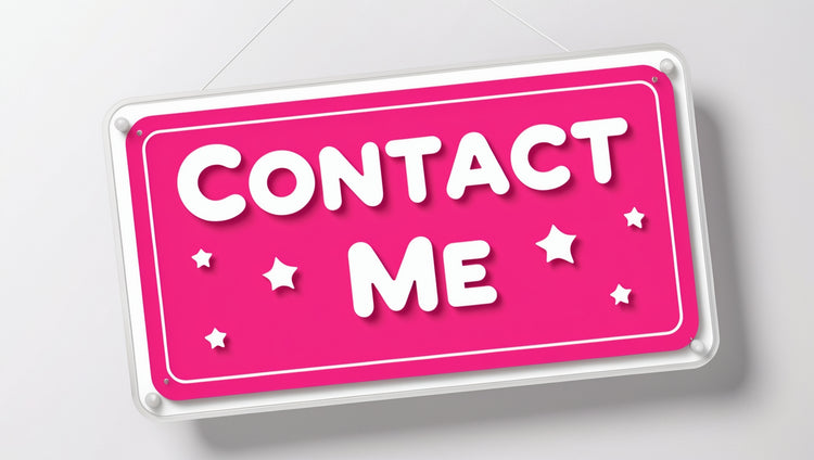 an image in hot pink and white that says contact me