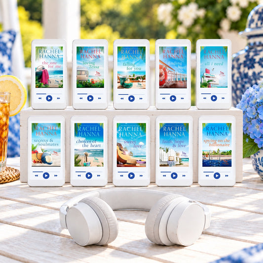 January Cove audiobooks 1-10 on ten phones